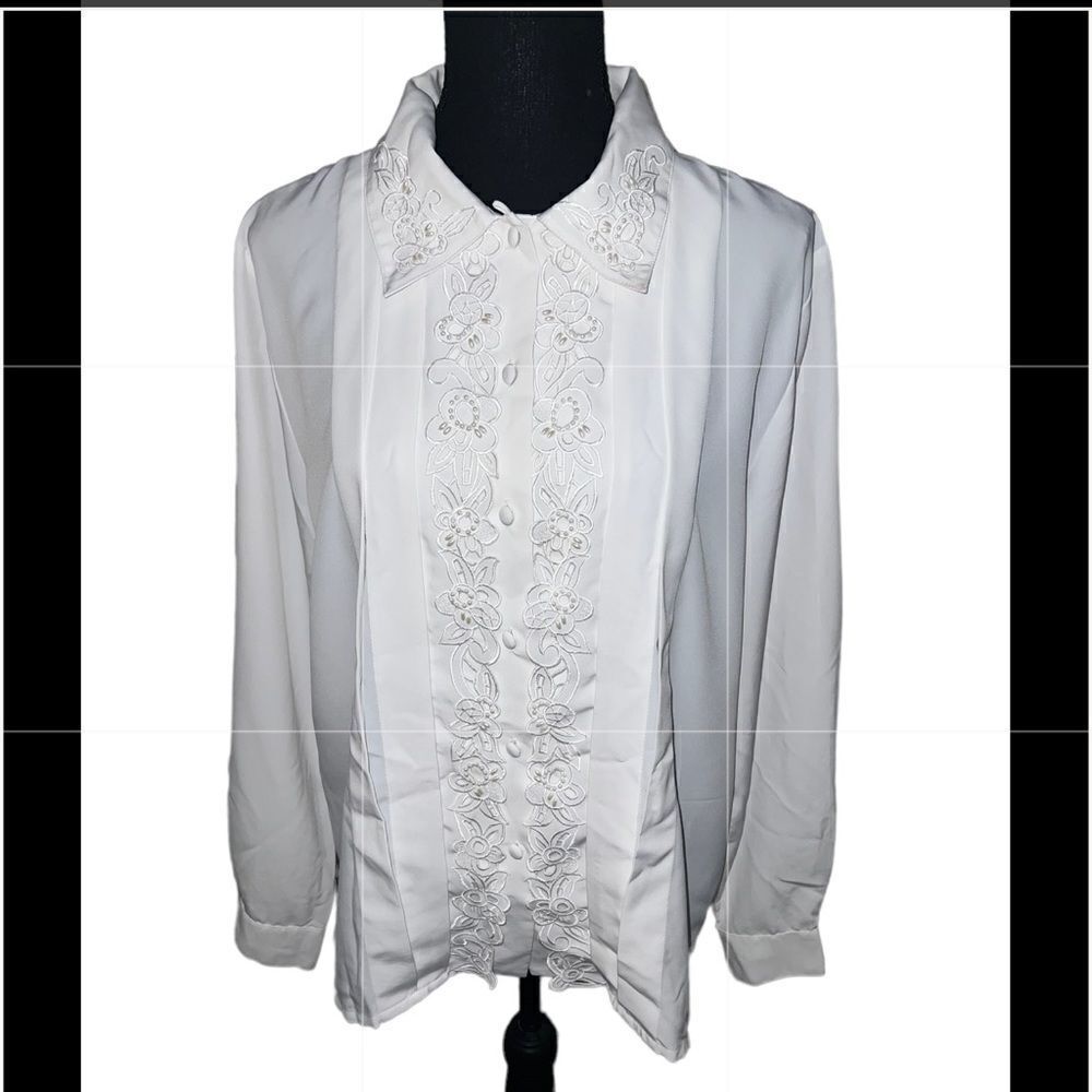 Vintage Christie & Jill Pearl Embellished Blouse Size 14